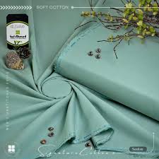 The Ultimate Comfort: Gul Ahmad Soft Cotton Unstitched Suit(Soft Sage Green Color)